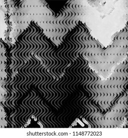 Abstract grunge grid stripe halftone background pattern. Spotted black and white line vector illustration
