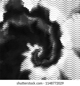 Abstract grunge grid stripe halftone background pattern. Spotted black and white line vector illustration
