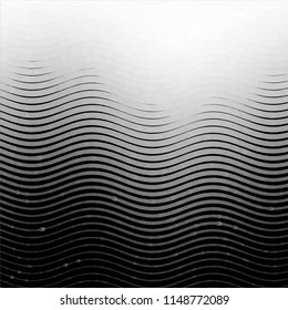Abstract grunge grid stripe halftone background pattern. Spotted black and white line vector illustration
