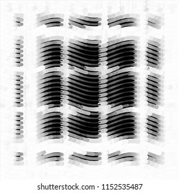 Abstract grunge grid stripe halftone background pattern. Spotted black and white line vector illustration
