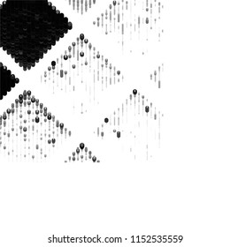 Abstract grunge grid stripe halftone background pattern. Spotted black and white line vector illustration
