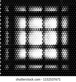 Abstract grunge grid stripe halftone background pattern. Spotted black and white line vector illustration
