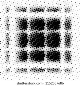 Abstract grunge grid stripe halftone background pattern. Spotted black and white line vector illustration
