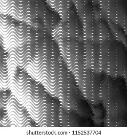 Abstract grunge grid stripe halftone background pattern. Spotted black and white line vector illustration
