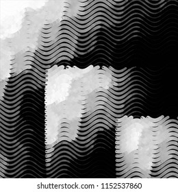 Abstract grunge grid stripe halftone background pattern. Spotted black and white line vector illustration
