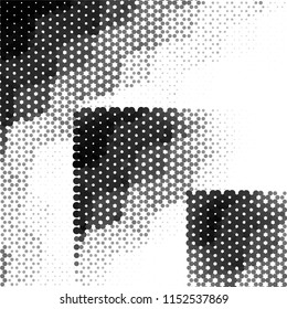 Abstract grunge grid stripe halftone background pattern. Spotted black and white line vector illustration
