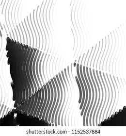 Abstract grunge grid stripe halftone background pattern. Spotted black and white line vector illustration
