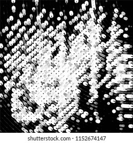 Abstract grunge grid stripe halftone background pattern. Spotted black and white line vector illustration
