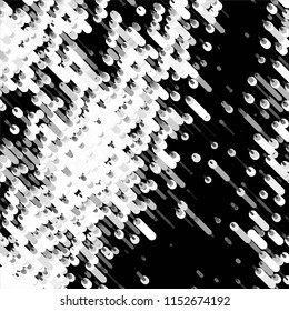 Abstract grunge grid stripe halftone background pattern. Spotted black and white line vector illustration
