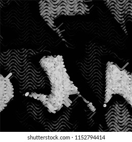 Abstract grunge grid stripe halftone background pattern. Spotted black and white line vector illustration
