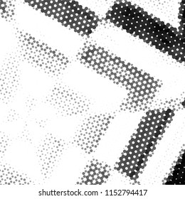 Abstract grunge grid stripe halftone background pattern. Spotted black and white line vector illustration
