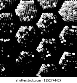 Abstract grunge grid stripe halftone background pattern. Spotted black and white line vector illustration
