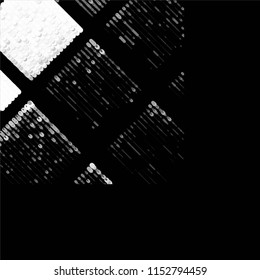Abstract grunge grid stripe halftone background pattern. Spotted black and white line vector illustration
