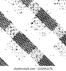 Abstract grunge grid stripe halftone background pattern. Spotted black and white line vector illustration
