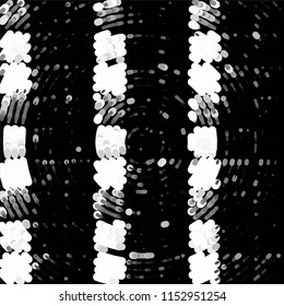 Abstract grunge grid stripe halftone background pattern. Spotted black and white line vector illustration
