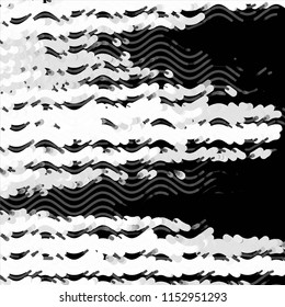 Abstract grunge grid stripe halftone background pattern. Spotted black and white line vector illustration
