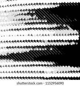 Abstract grunge grid stripe halftone background pattern. Spotted black and white line vector illustration
