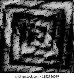 Abstract grunge grid stripe halftone background pattern. Spotted black and white line vector illustration
