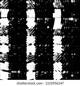 Abstract grunge grid stripe halftone background pattern. Spotted black and white line vector illustration
