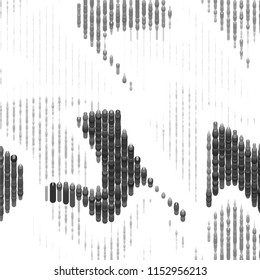 Abstract grunge grid stripe halftone background pattern. Spotted black and white line vector illustration
