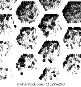 Abstract grunge grid stripe halftone background pattern. Spotted black and white line vector illustration

