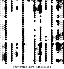Abstract grunge grid stripe halftone background pattern. Spotted black and white line vector illustration
