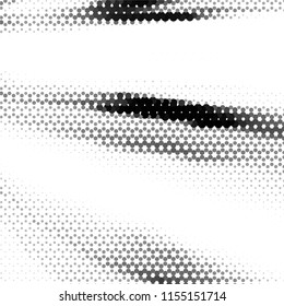 Abstract grunge grid stripe halftone background pattern. Spotted black and white line vector illustration
