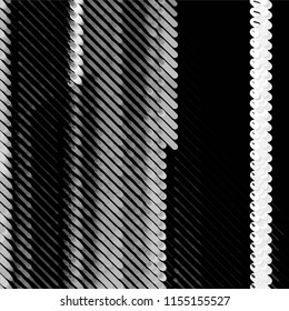 Abstract grunge grid stripe halftone background pattern. Spotted black and white line vector illustration
