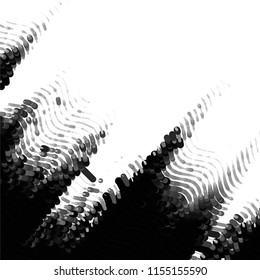 Abstract grunge grid stripe halftone background pattern. Spotted black and white line vector illustration
