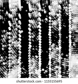 Abstract grunge grid stripe halftone background pattern. Spotted black and white line vector illustration
