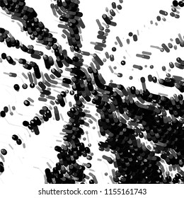 Abstract grunge grid stripe halftone background pattern. Spotted black and white line vector illustration
