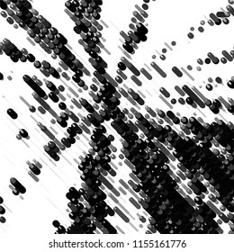 Abstract grunge grid stripe halftone background pattern. Spotted black and white line vector illustration
