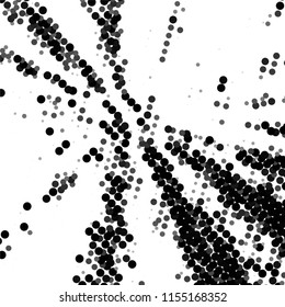Abstract grunge grid stripe halftone background pattern. Spotted black and white line vector illustration
