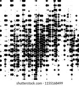 Abstract grunge grid stripe halftone background pattern. Spotted black and white line vector illustration
