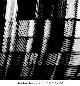 Abstract grunge grid stripe halftone background pattern. Spotted black and white line vector illustration
