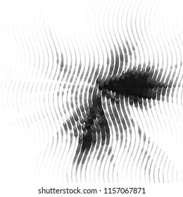Abstract grunge grid stripe halftone background pattern. Spotted black and white line vector illustration
