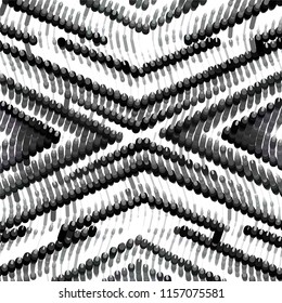 Abstract grunge grid stripe halftone background pattern. Spotted black and white line vector illustration

