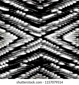 Abstract grunge grid stripe halftone background pattern. Spotted black and white line vector illustration
