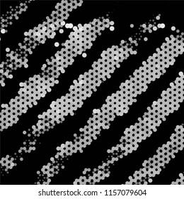 Abstract grunge grid stripe halftone background pattern. Spotted black and white line vector illustration
