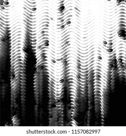 Abstract grunge grid stripe halftone background pattern. Spotted black and white line vector illustration
