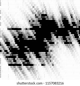Abstract grunge grid stripe halftone background pattern. Spotted black and white line vector illustration
