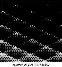 Abstract grunge grid stripe halftone background pattern. Spotted black and white line vector illustration
