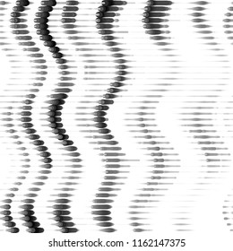 Abstract grunge grid stripe halftone background pattern. Spotted black and white line vector illustration

