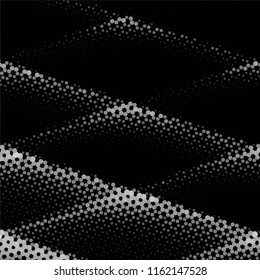 Abstract grunge grid stripe halftone background pattern. Spotted black and white line vector illustration
