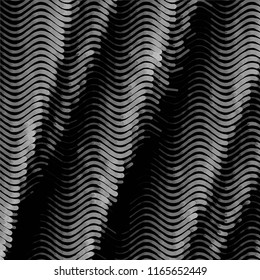 Abstract grunge grid stripe halftone background pattern. Spotted black and white line vector illustration
