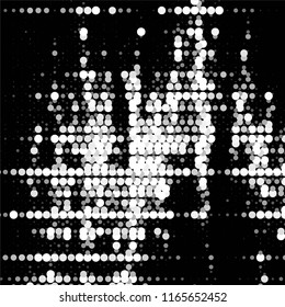 Abstract grunge grid stripe halftone background pattern. Spotted black and white line vector illustration
