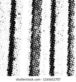 Abstract grunge grid stripe halftone background pattern. Spotted black and white line vector illustration
