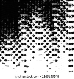 Abstract grunge grid stripe halftone background pattern. Spotted black and white line vector illustration

