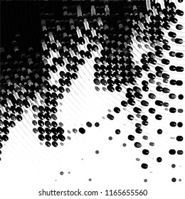 Abstract grunge grid stripe halftone background pattern. Spotted black and white line vector illustration
