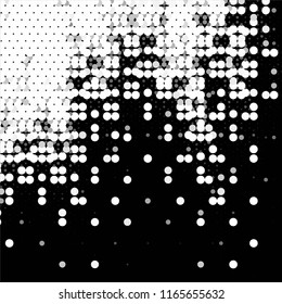 Abstract grunge grid stripe halftone background pattern. Spotted black and white line vector illustration
